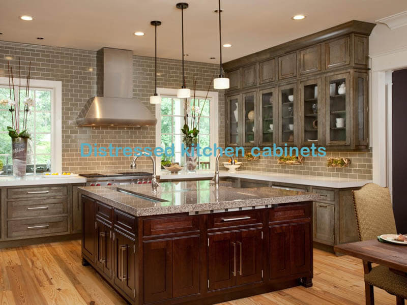 Distressed kitchen cabinets