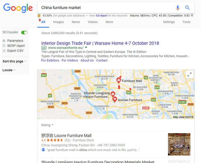 China furniture market search from google